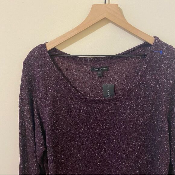 Lane Bryant Purple Shimmer Asymmetric Hem Top - Picture 6 of 10